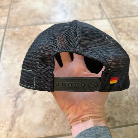 Aviator Nation Black Trucker Hat with Rainbow Patch - Picture 2 of 4